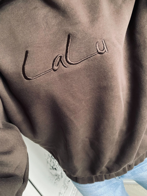 LALU ocieplana bluza z kapturem brązowa