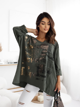 Cienka bluza oversize ciemny zielony