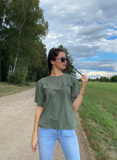 LALU zielona bluzka z nadrukiem LALU zielona bluzka z nadrukiem
