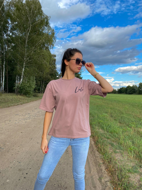 LALU bluzka z nadrukiem brudny róż LALU bluzka z nadrukiem brudny róż